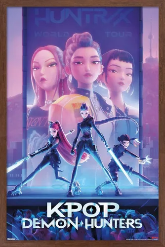 Vista 10 de Netflix KPop Demon Hunters (2025) - Póster de pared de una hoja, 22.4 pulgadas de largo x 14.7 pulgadas de ancho, versión enmarcada de madera