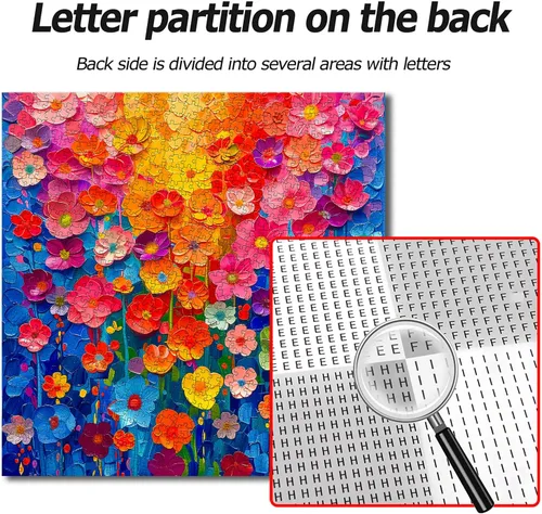 Vista 6 de Rompecabezas para adultos de 1000 piezas, rompecabezas de pared de flores coloridas para adultos, pintura de arte floral, flores de arco iris