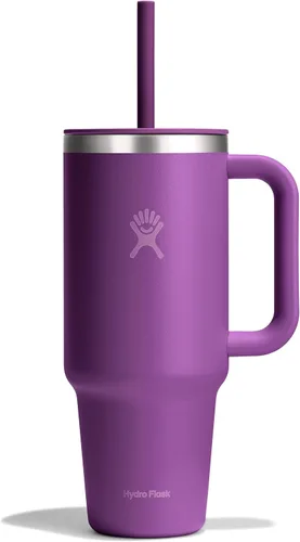 Vista 63 de Hydro Flask Vaso de Viaje con Asa, Tapa y Pajita - Acero Inoxidable Aislado en 24 Oz Aloe