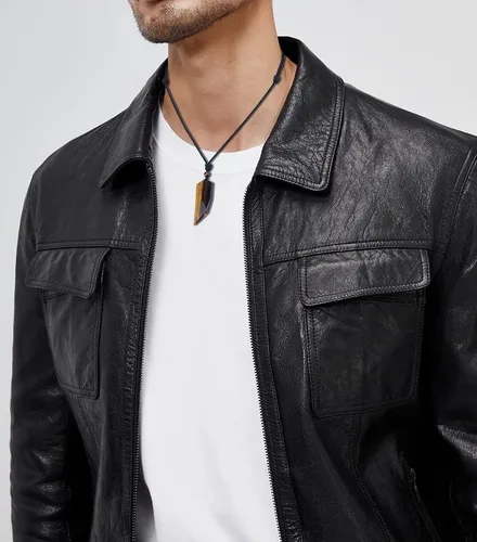 Vista 2 de COAI - Collar con dije de piedra en forma de colmillo de lobo para hombre y mujer