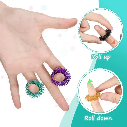 Vista 5 de Nuogo - 200 anillos de acupresión para aliviar el estrés, juguetes sensoriales para aliviar la ansiedad, reductor de estrés para hombres, mujeres