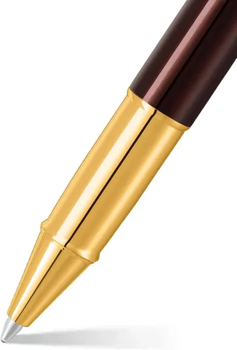Vista 2 de Sheaffer 100 9370 Brillante Café Marrón Rollerball Pen Con PVD Oro Trim - Medio