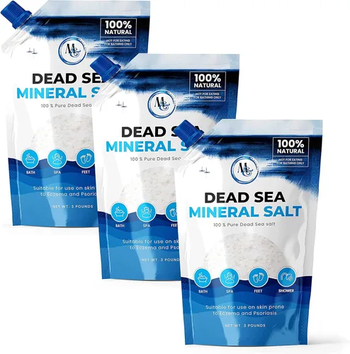 Vista 10 de Sal del Mar Muerto para baño y remojo de pies, sal de baño de magnesio, sal mineral para aliviar el estrés y el cuidado de la piel, más minerales