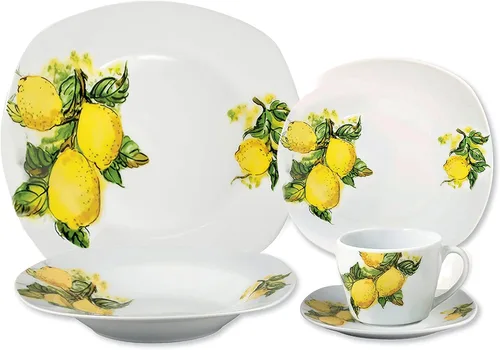 Vista 5 de Elegante y elegante vajilla cuadrada de porcelana de 20 piezas, servicio para 4 personas para organizar fiestas y eventos, diseño de chef