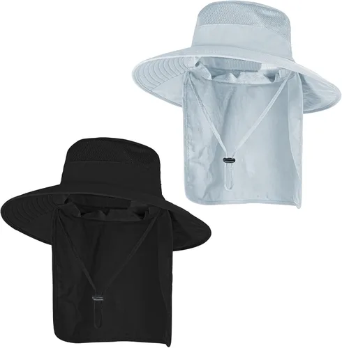 Vista 17 de ZOORON Sombreros de sol para hombres y mujeres con solapa para el cuello Gris oscuro