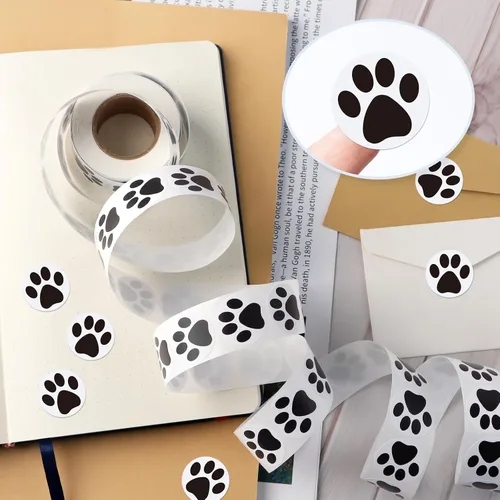 Vista 11 de 500 calcomanías coloridas con estampado de patas, calcomanías autoadhesivas de pata de perro de 1 pulgada 6 Colors for Kids Crafts, Student