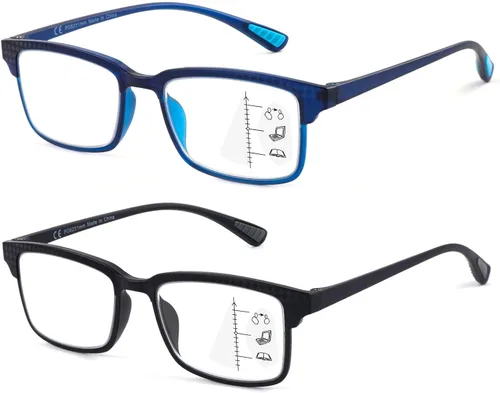 Vista 9 de CARA Premium 2 Pack Gafas de Lectura Progresivas Multifocales, Marco TR90 Ligero Anti-luz Azul para Computadora, Estándar para Rango de Distancia