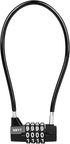 Vista 8 de Cerraduras de cable con combinación, cable de acero con cerradura de combinación de 4 dígitos con código reiniciable para bicicletas, taquillas