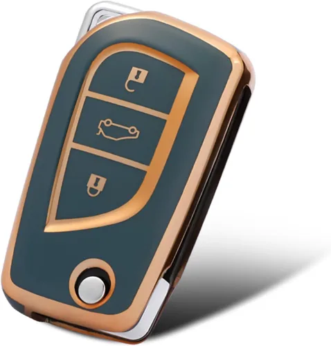 Vista 15 de Compatible con funda para llavero Toyota con patrón dorado, TPU suave, protección de 360 grados, para llave inteligente Fortuner Tundra Camry RAV4