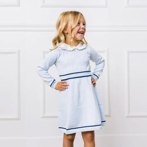 Vista 4 de Hope & Henry Vestido Ponte de aspecto francés con lazo para niña