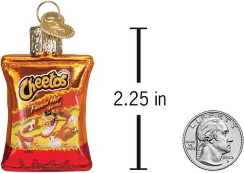Vista 5 de Old World Christmas Gumdrops Mini Flamin' Hot Cheetos - Adorno soplado de cristal para árbol de Navidad, decoración navideña hecha a mano, colección
