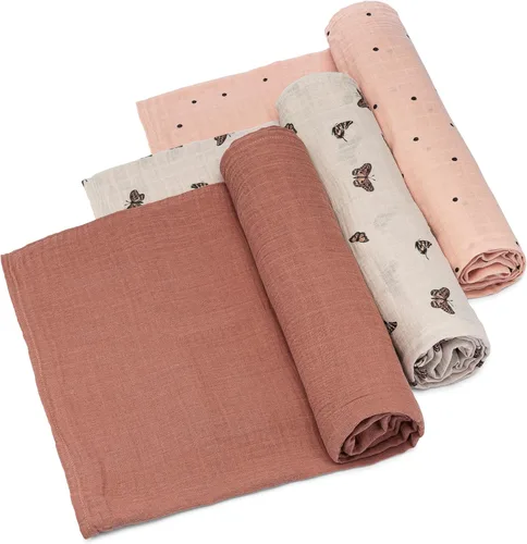 Vista 12 de Parker Mantas Envolventes para Bebé - Paquete de 3 Mantas Envolventes de Muselina 100% Algodón para Bebés Niñas - Conjunto Blossom Lightweight