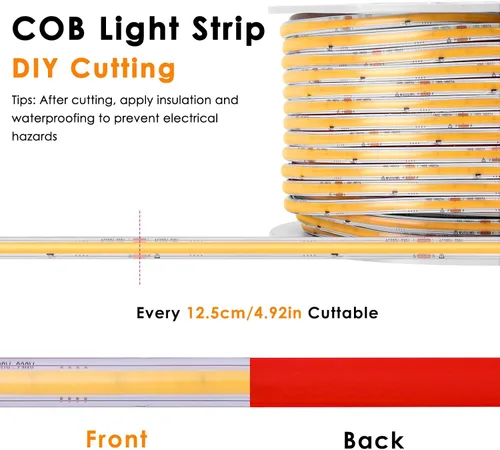 Vista 4 de Tira de luz LED COB de 110 V, 65.6 pies, 6000 K, blanco frío, IP65, impermeable, súper brillante, 5920 LED, cinta cortable para techo interior, casa