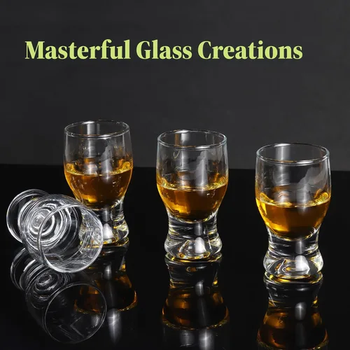 Vista 6 de QUAFFER Vasos de chupito (juego de 4) – Elegantes vasos de chupito transparentes de 2 onzas – Vodka clásico de whisky vodka tequila Jerez Brandy