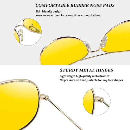 Vista 5 de Joopin Lentes de sol polarizados de aviación de metal para hombre, gafas de sol militares clásicas para mujer, lentes rectangulares con protección