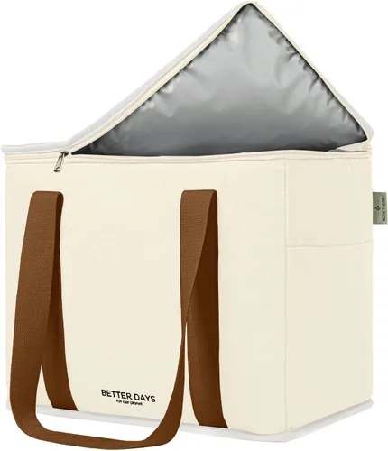 Vista 8 de Nook Theory Bolsa de comestibles reutilizable aislada – a prueba de fugas, bolsa enfriadora grande – Bolsas de compras aisladas para comestibles