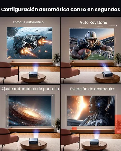 Vista 5 de [Google TV oficial] Proyector inteligente 4K compatible con WiFi y Bluetooth, aplicaciones oficiales integradas, GoogIe Voice, proyector