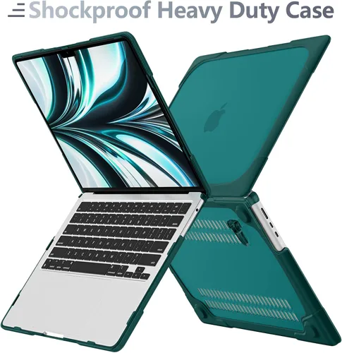 Vista 5 de Batianda - Funda resistente para MacBook Air de 15 pulgadas 2023-2026, color verde azulado Ergonomic Foldable Stand Holds 22 lbs, TPU Bumper