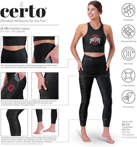 Vista 5 de CERTO NCAA NCAA Team 7/8 - Leggings de cintura alta con 2 bolsillos para mujer