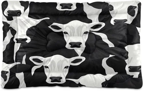 Vista 19 de Almohadilla de cama para mascotas con estampado de vaca 3D, tapete suave para cama de perro con parte inferior antideslizante, almohadilla de jaula