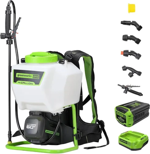 Vista 12 de Greenworks Pulverizador de Mochila a Batería de 80V de 4 Galones con 5 Boquillas, Presión de 70PSI-Herbicida, Control de Plagas, Desinfección