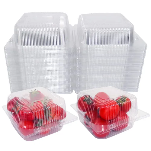 Vista 3 de WAQIAGO 150 bandejas de plástico desechables resistentes con bisagras de 5 x 5 pulgadas, recipientes desechables para llevar para ensaladas, frutas