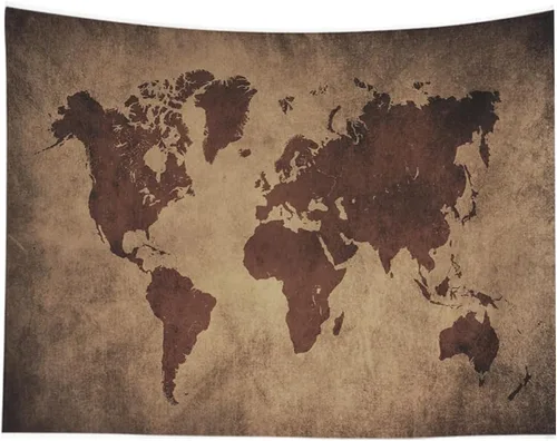 Vista 8 de CAPSCEOLL Tapiz de mapa del mundo para colgar en la pared, tapiz blanco y negro para decoración del hogar, 40 x 30 pulgadas, mapa para habitación
