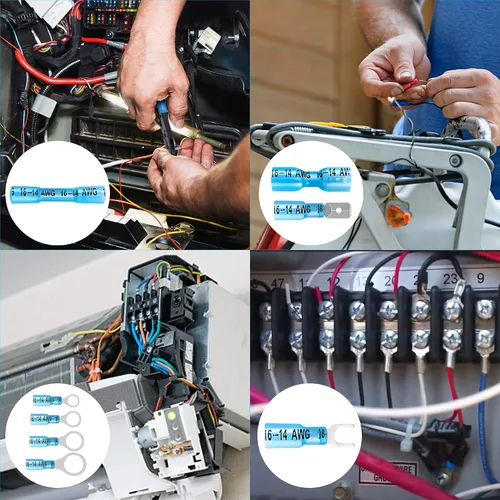 Vista 7 de Kuject 90 piezas conectores de alambre termorretráctiles, kit de terminales de cable eléctrico impermeables multiusos, conectores de crimpado