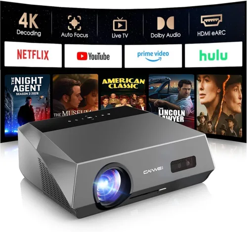 Vista 12 de Proyector de Alta Luminosidad 1800 ANSI Lumens, HDR10+, Soporte 4K, WiFi6 y Bluetooth, Smart Android TV con Aplicaciones, HDMI/USB, para Azul y Gris