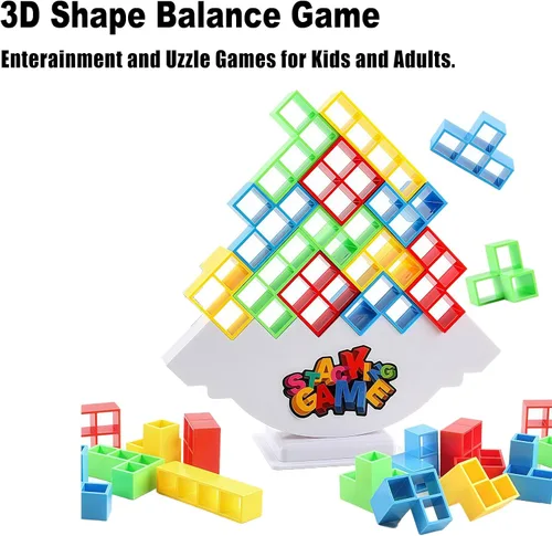 Vista 4 de Juego de Bloques de Equilibrio y Apilamiento de Ataque, Juegos de Mesa para 2 Jugadores+ Juegos Familiares, Juego de Fiesta de Viaje Familiar