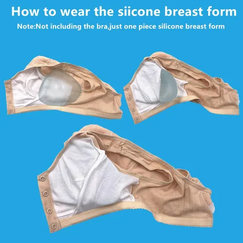 Vista 4 de Mastectomía Prótesis de mama para mujeres de silicona para cirugía Almohadilla artificial transparente solo una pieza