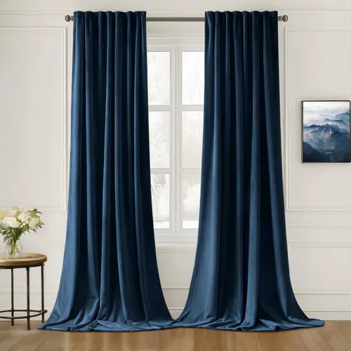 Vista 26 de MIULEE Cortinas de Terciopelo Negro de 84 Pulgadas de Largo 2 Paneles - Cortinas de Ventana con Pliegues Pinzados de Lujo que Oscurecen