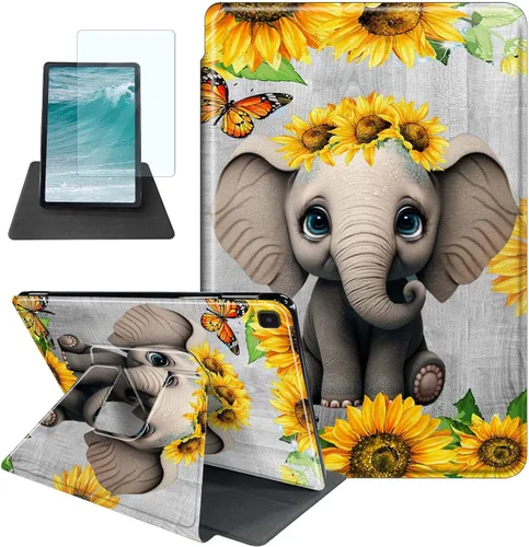 Vista 23 de Rossy Funda para Samsung Galaxy Tab A7 Lite de 8.7 pulgadas 2021 (SM-T220/T225/T227) + protector de pantalla giratorio de 360 grados con soporte