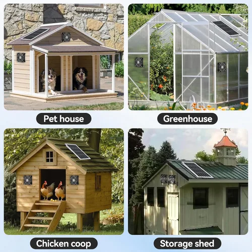Vista 8 de ELUTENG Ventilador solar de 5 pulgadas, 15 W, máximo 3000 RPM, impermeable, doble ventilador de escape solar con cable de CC de 10 pies y kits