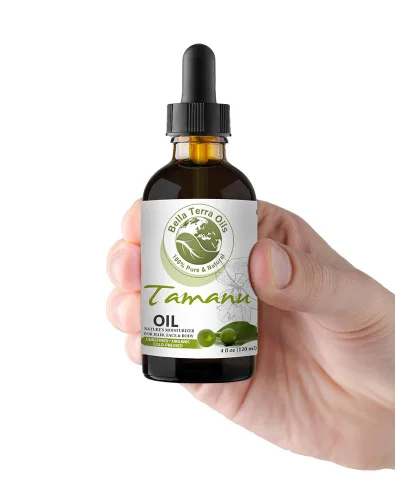 Vista 4 de Bella Terra Oils - Aceite orgánico de tamanu de 4 onzas - Prensado en frío y puro, lleno de antioxidantes y nutrientes beneficiosos, logra una piel