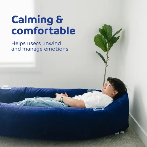 Vista 5 de Air-Lite - Canoa acogedora – Silla sensorial inflable para necesidades sensoriales – Canoa de compresión para niños a partir de 3 años – Muebles Azul