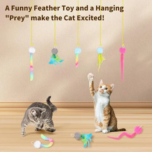 Vista 3 de Kezlume Paquete de 5 juguetes para gatos reemplazables para juguetes interactivos para gatos con control remoto, juguetes de plumas para gatos