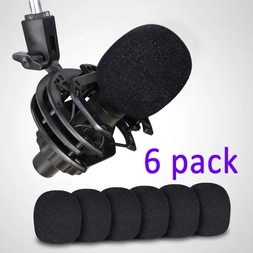 Vista 7 de Parabrisas de micrófono de mano de 6 piezas, filtro de micrófono pop para micrófono de estudio, micrófono de mano Bluetooth y micrófono de mano