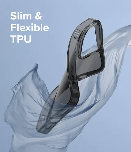 Vista 3 de Ringke Funda compatible con iPhone 13 Pro, Air Soft Transparente TPU a prueba de golpes, flexible, ligera, delgada, color negro ahumado