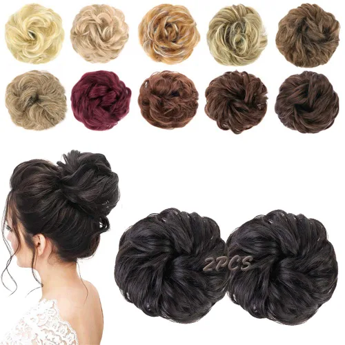 Vista 32 de MORICA Moño desordenado, extensiones de moño sintético para mujeres (rubio beige ceniza)