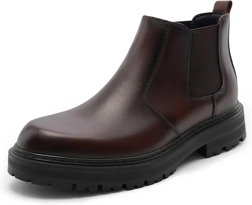 Vista 12 de Holy dove Botas Chelsea con plataforma y puntera ancha para hombre, botas casuales de vestir al tobillo