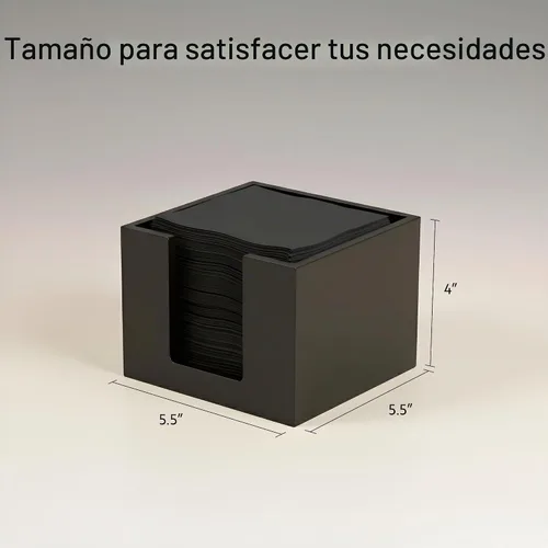 Vista 2 de Restaurantware Servilletero de cóctel de 5.5 x 4 pulgadas, 1 servilletero cuadrado plano – para bares, mesas de cocina o encimeras, resistente Negro