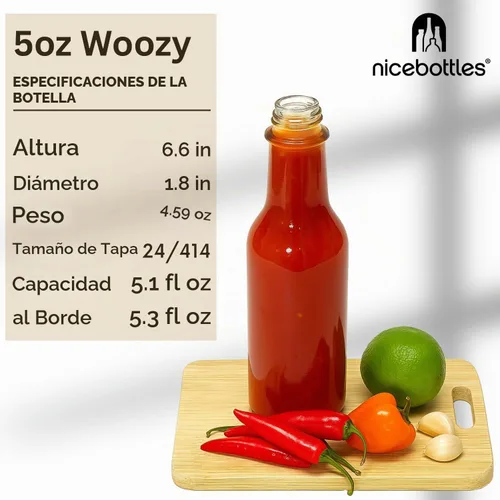 Vista 3 de nicebottles Botellas de salsa picante, 5 oz - Paquete de 24