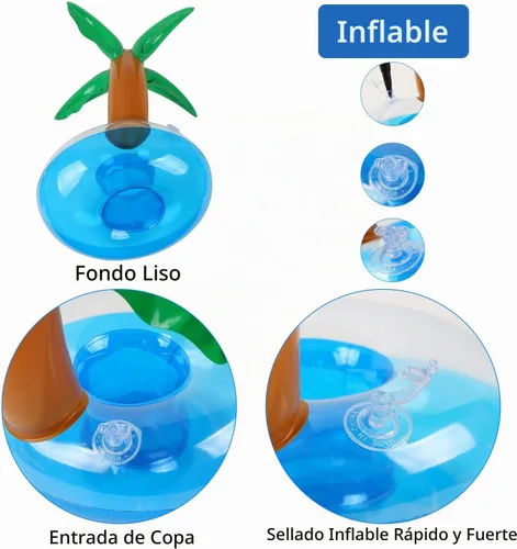 Vista 4 de LIYDE Paquete de 6 flotadores inflables de palmeras para accesorios de fiesta en la piscina