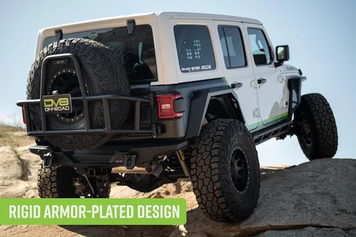 Vista 3 de DV8 Offroad Armor Fender Flares para Jeep Wrangler JL 2018-2026 Ancho estrecho Diseño de acero chapado en blindaje rígido (2) señales de giro