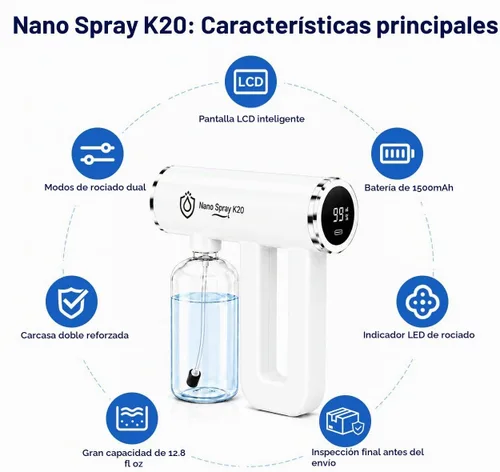 Vista 10 de Nano Mist Spray, pistola de pulverización nano inalámbrica de mano Blanco Ártico