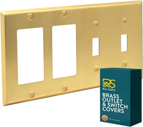 Vista 39 de Rio Salto Placa de pared de metal dorado en latón Placa de salida en blanco Cubierta para tomas de corriente no utilizadas Interruptor de pared de 1