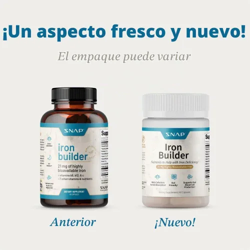 Vista 2 de Snap Supplements Suplementos naturales de hierro constructor, 60 cápsulas veganas