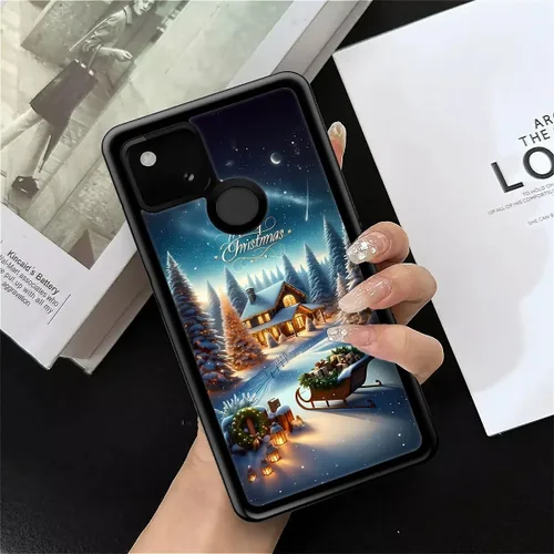 Vista 6 de Funda compatible con Google Pixel 4A 5G, Nochebuena, Google Pixel 4A 5G, delgada, suave, a prueba de golpes, TPU para mujeres y niñas, niños, funda