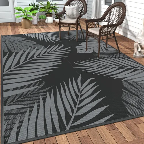Vista 9 de GENIMO - Alfombra para exteriores de 6 x 9 pies, para patio, espacios amplios, reversible, de pajillas de plástico, alfombra impermeable para Azul
